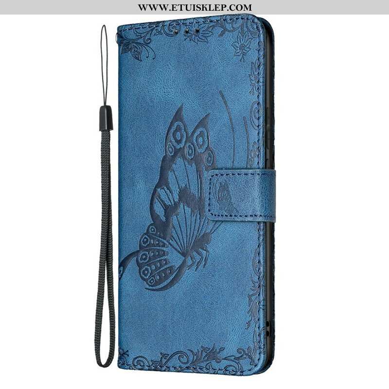 Etui Folio do Samsung Galaxy S21 FE z Łańcuch Barokowy Motyl Z Paskami